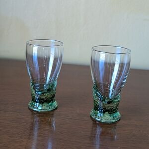 Set of 2 Sasaki Glass Japanese Sake Glasses Tokkuri Ochoko Green